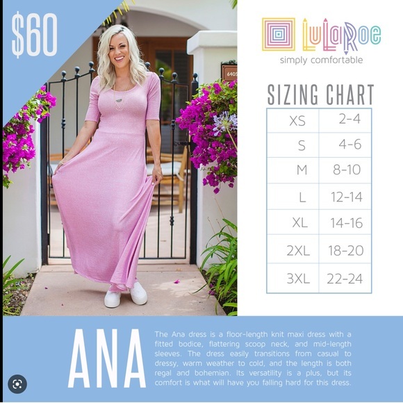 Dress Maxi A-Line LuLaRoe Ana XS 2-4 NWT - Picture 10 of 14
